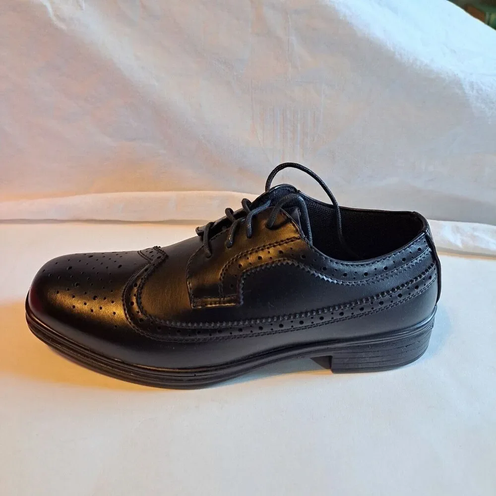 Deer Stags Ace Oxford Leather Wingtip Dress Shoes Big Boys Size 5M Black - New!